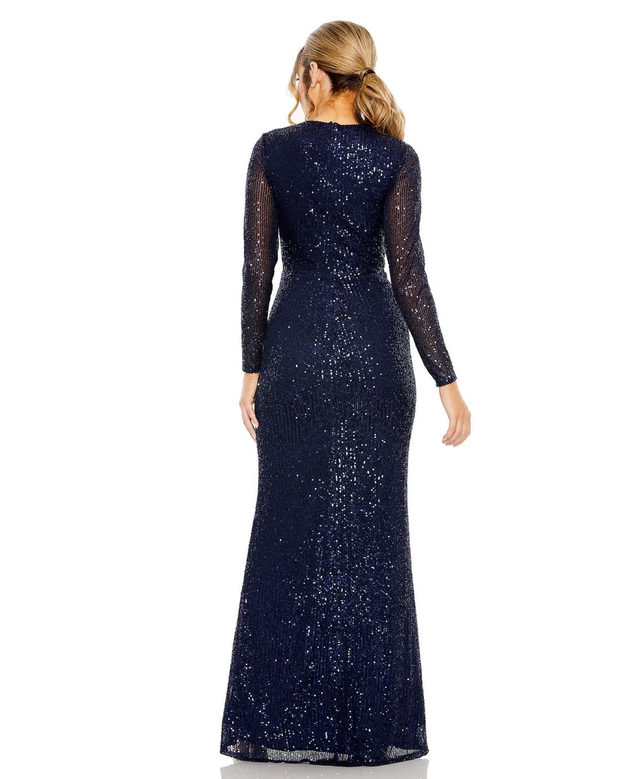 Formal Dresses Long Sleeve Side Knot Formal Dress Midnight