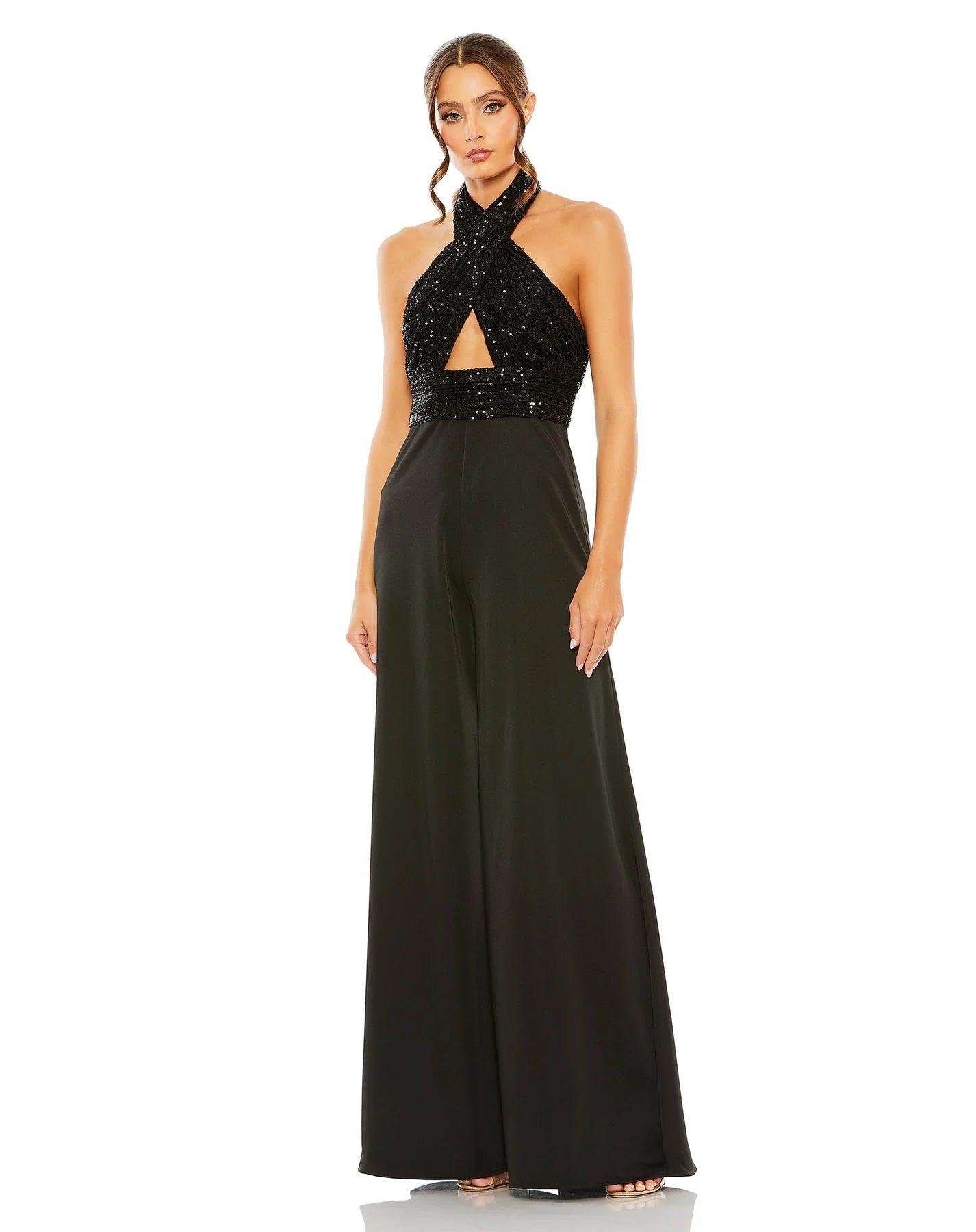 Jumpsuit Long Halter Formal Jumpsuit Black