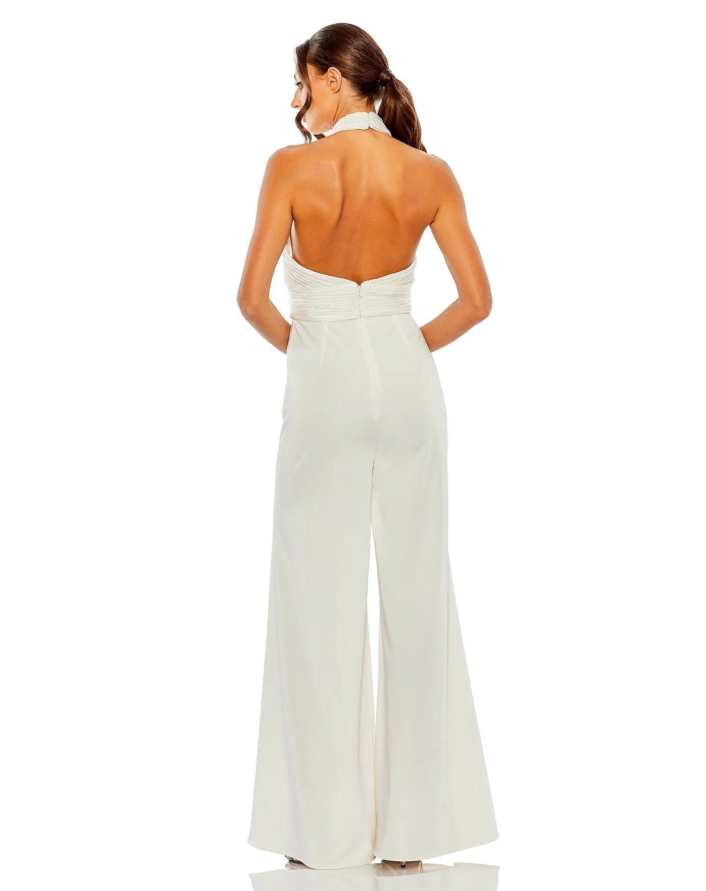 Jumpsuit Long Halter Formal Jumpsuit White