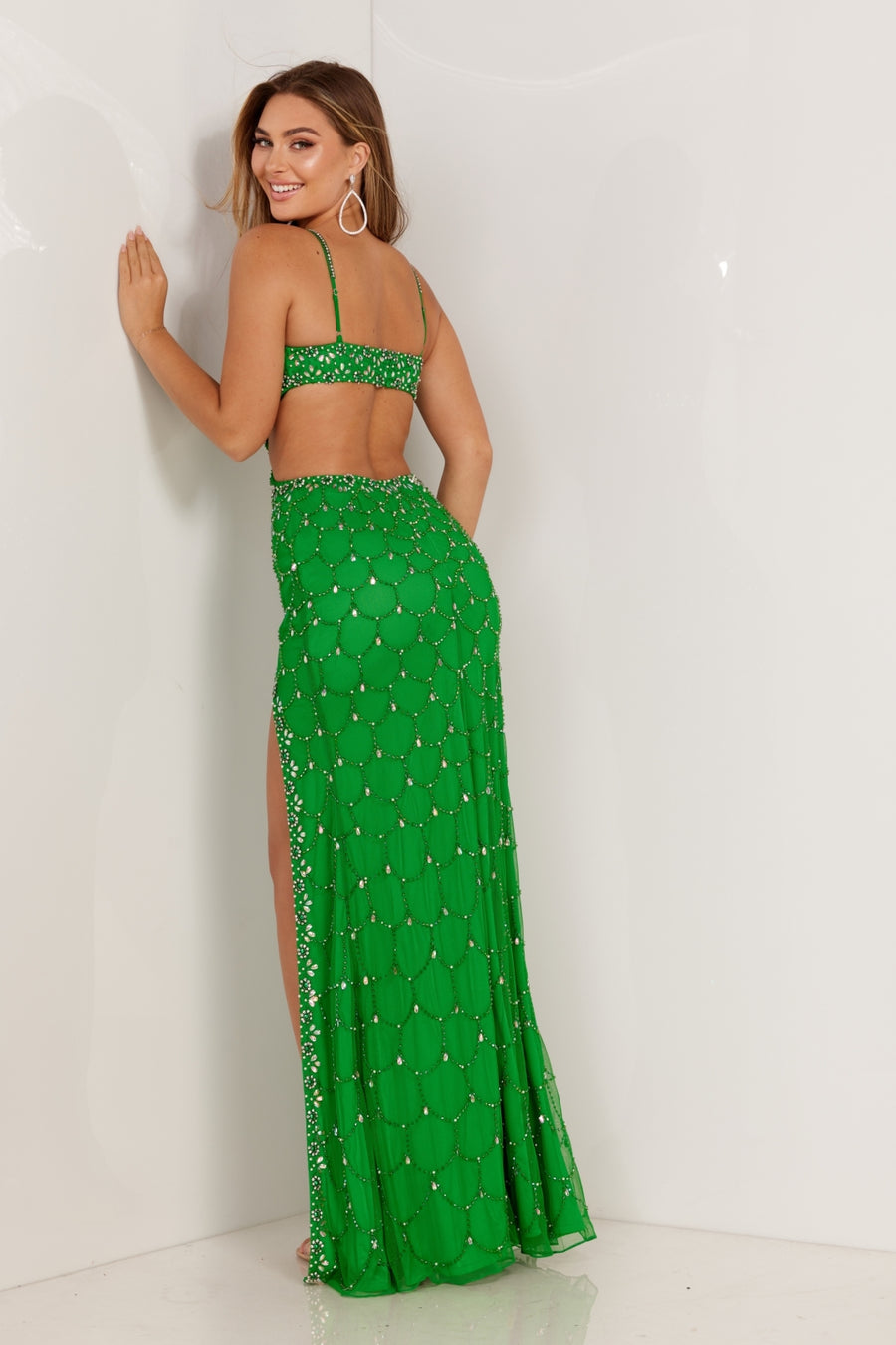 Prom Dresses  Formal Long High Slit Prom Cut Out Dress Emerald