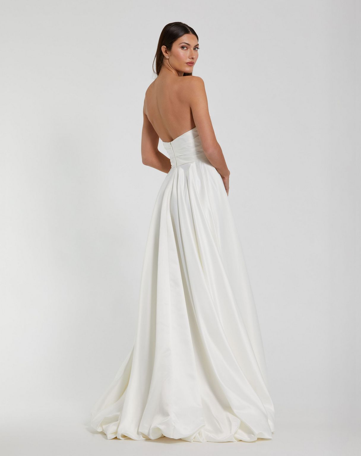 Prom Dresses High Low Strapless Prom Dress White