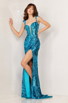 Prom Dresses Metallic Long Formal Prom Dress Turquoise