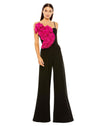 Jumpsuit Long Oversized Ruffle Wide Leg Jumpsuit Black Fuchsia