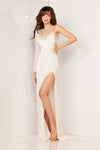 Prom Dresses Long High Slit Formal Prom Dress Ivory Silver