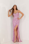 Prom Dresses Long Slit Formal Sequins Prom Dress Lilac