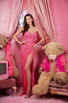 Prom Dresses Fringe Long Formal Prom Dress Bright Pink