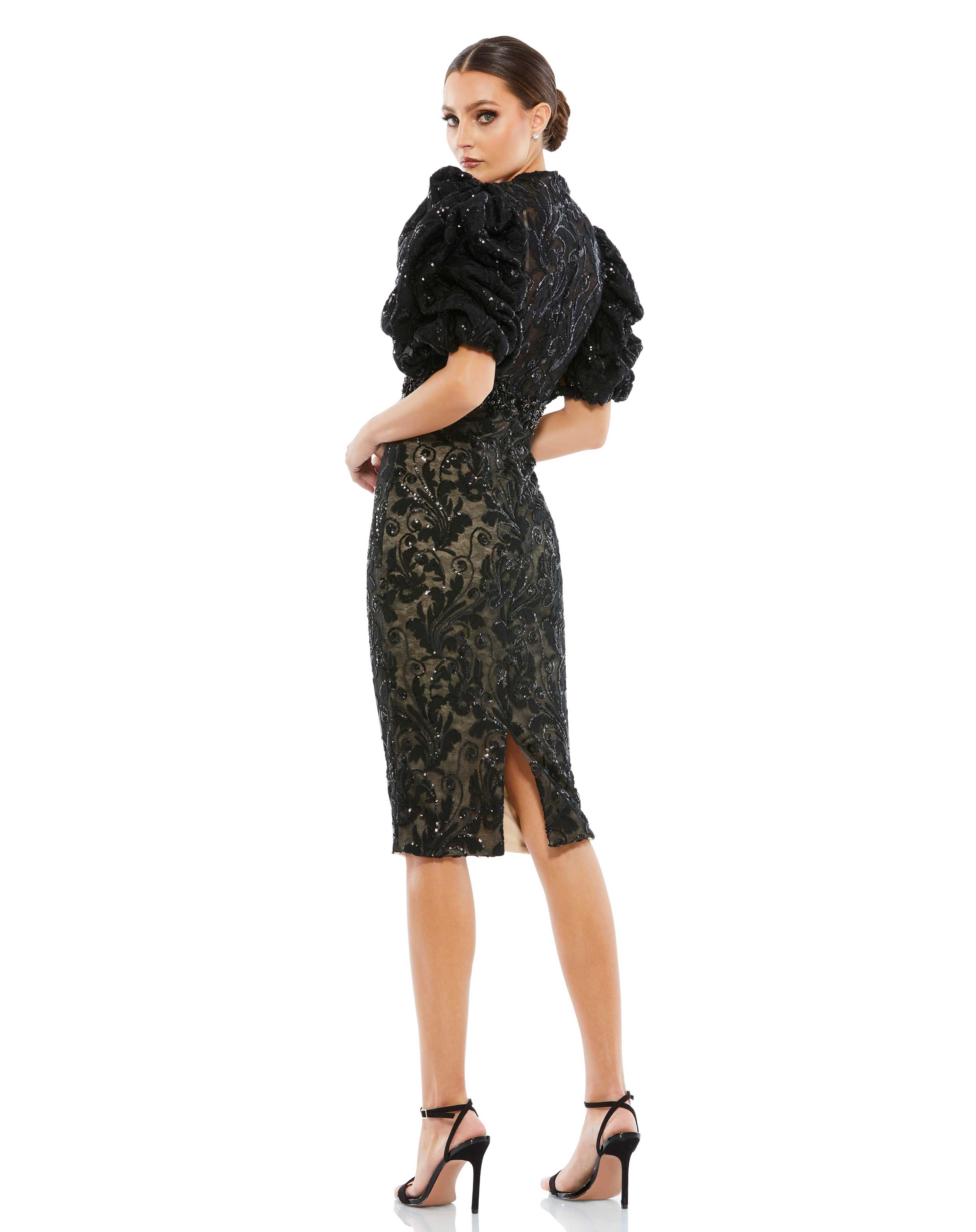 Cocktail Dresses Short Sequin Fitted Cocktail Knee Length Dress Black