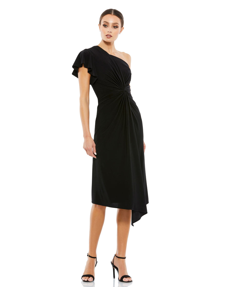 Cocktail Dresses Short Knotted Cocktail Midi Dress Black