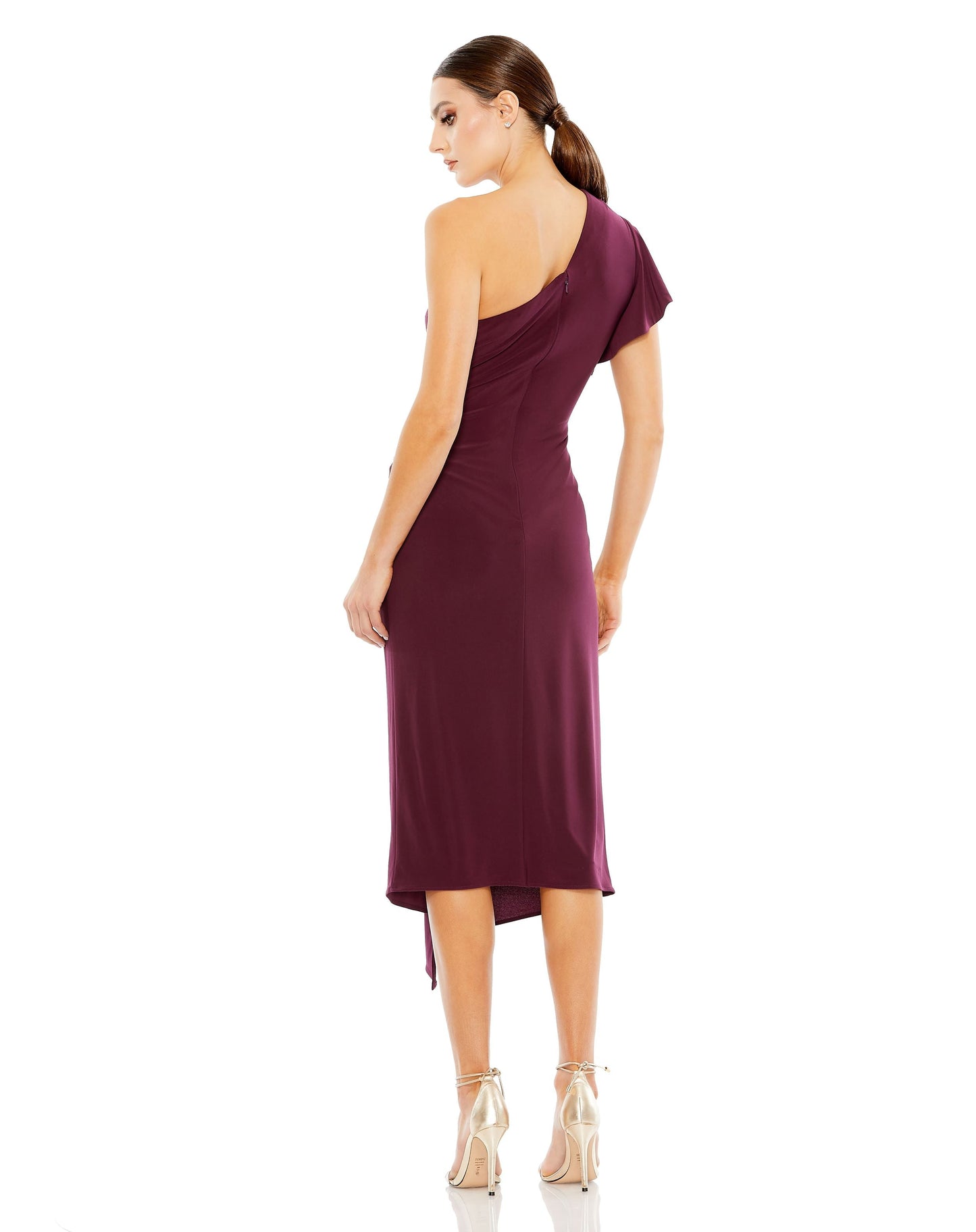 Cocktail Dresses Short Knotted Cocktail Midi Dress Plum