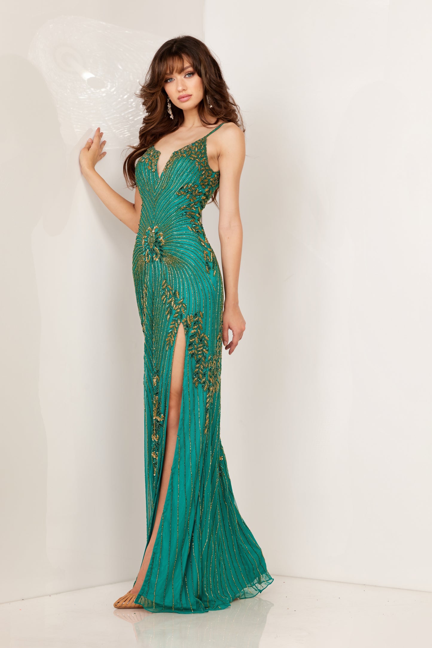 Prom Dresses Formal Prom Long Fitted Dress Teal Gold