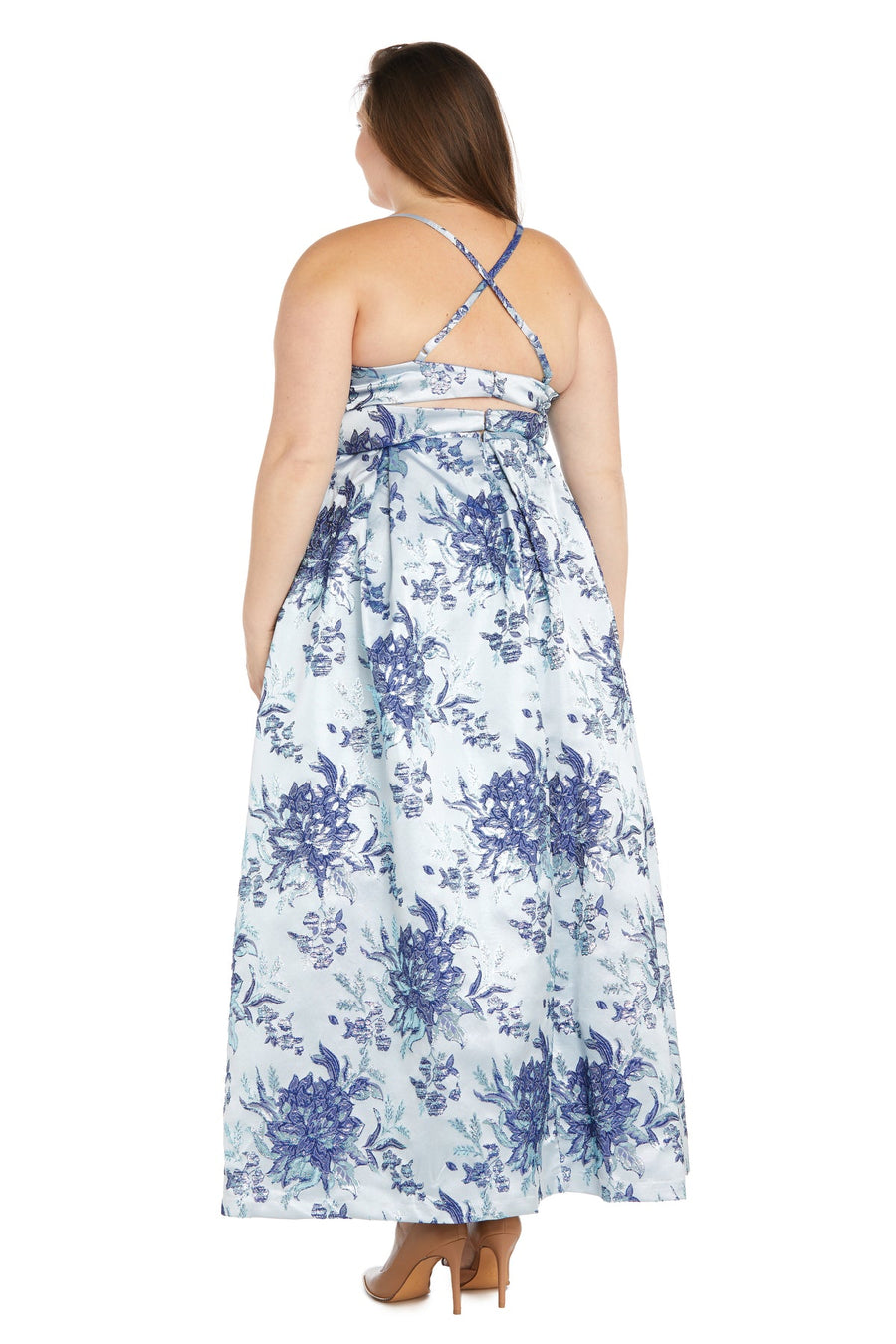 Formal Dresses Floral Long Ball Gown Formal Plus Size Dress Blue