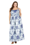 Formal Dresses Floral Long Ball Gown Formal Plus Size Dress Blue