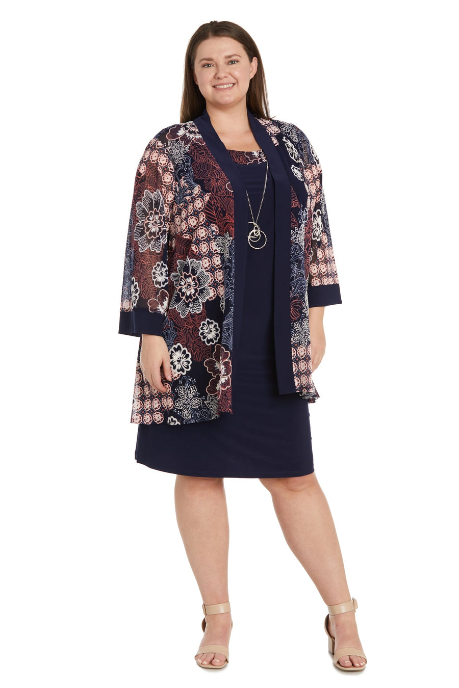 Plus Size Mother of the Bride Plus Size Short Jacket Dress Navy/Mauve