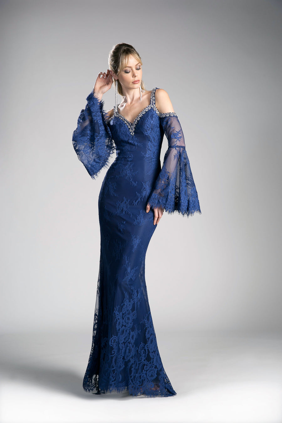 Formal Dresses Formal Long Bell Sleeve Prom Long Dress Navy