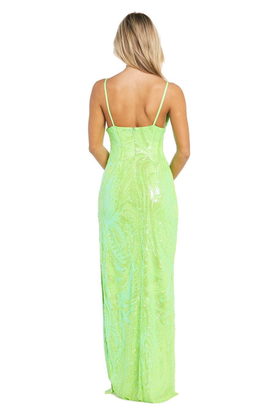 Prom Dresses Long Fitted Sequin Formal Prom Dress Lime