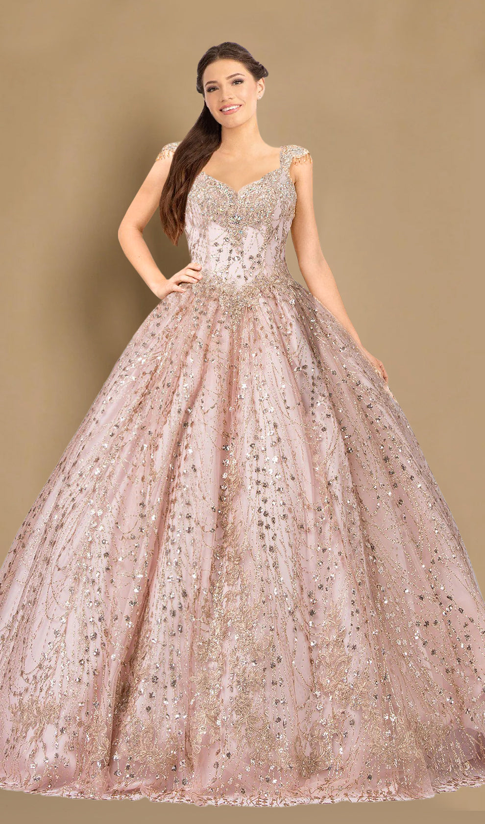 Quinceniera Dresses Long Quinceanera Dress Ball Gown RoseGold