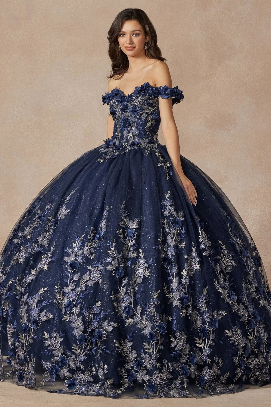 Quinceniera Dresses Long Off Shoulder Quinceanera Dress Navy Blue