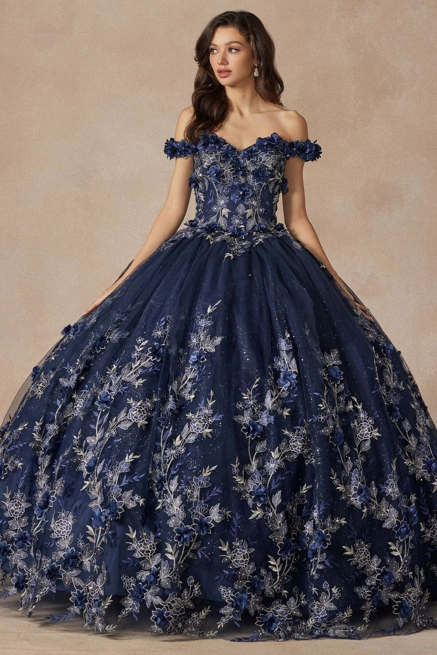 Quinceniera Dresses Long Off Shoulder Quinceanera Dress Navy Blue