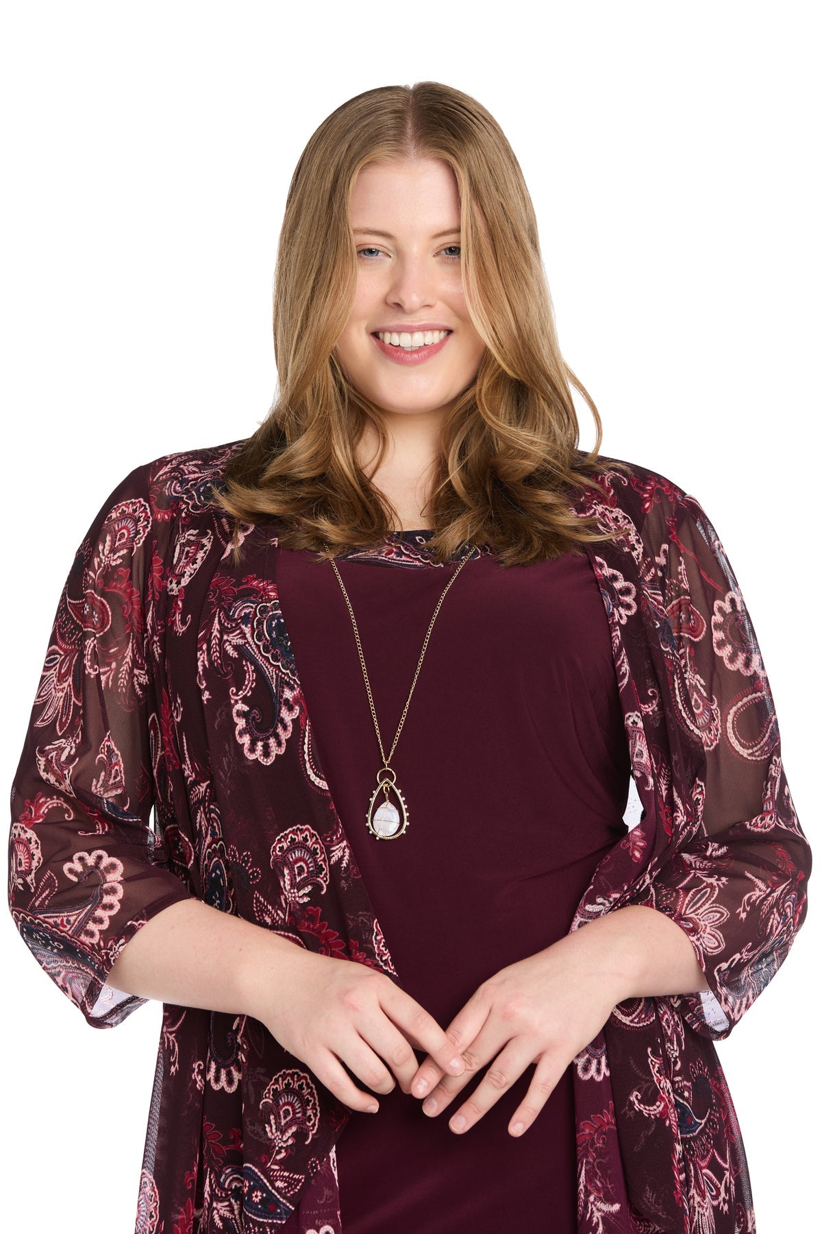 Plus Size Dresses Fitted Short Jacket Plus Size Dress Burgundy