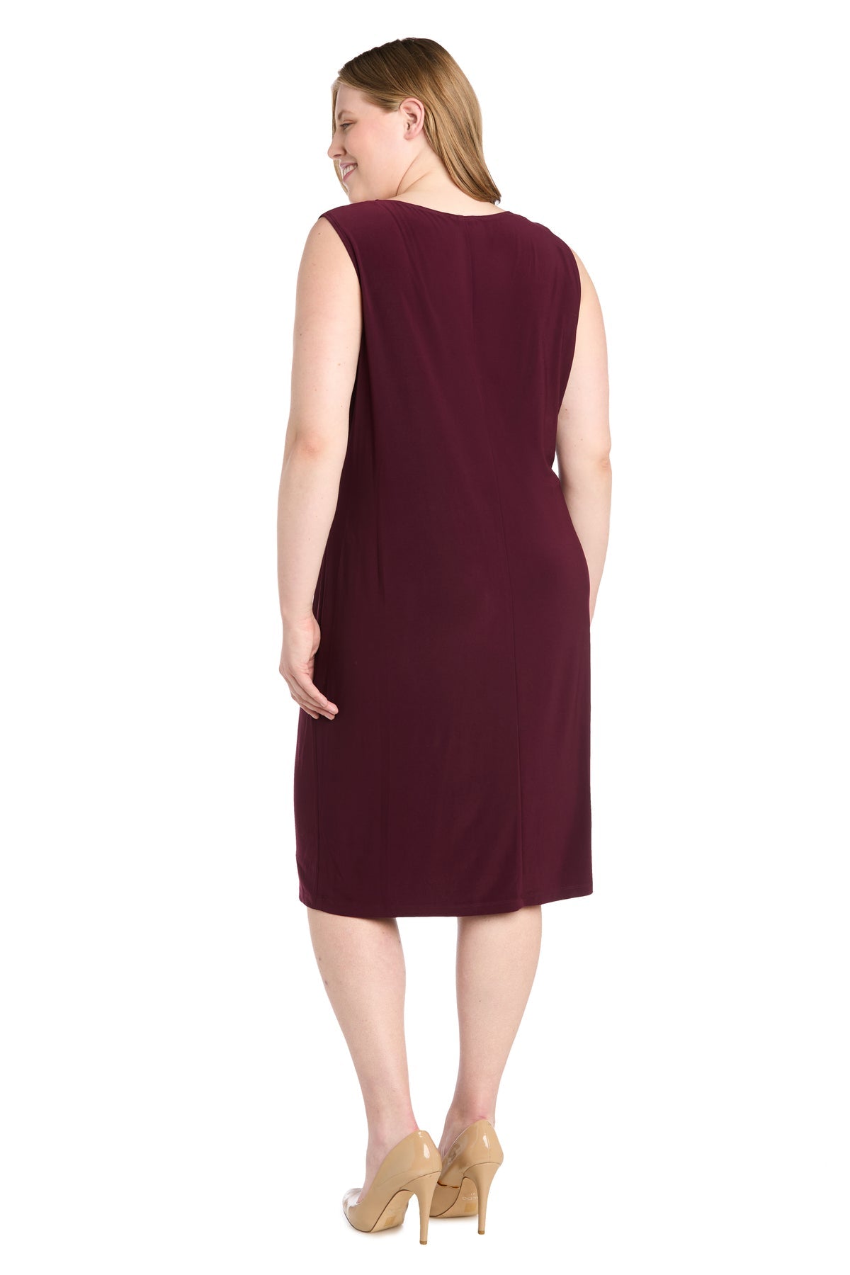 Plus Size Dresses Fitted Short Jacket Plus Size Dress Burgundy