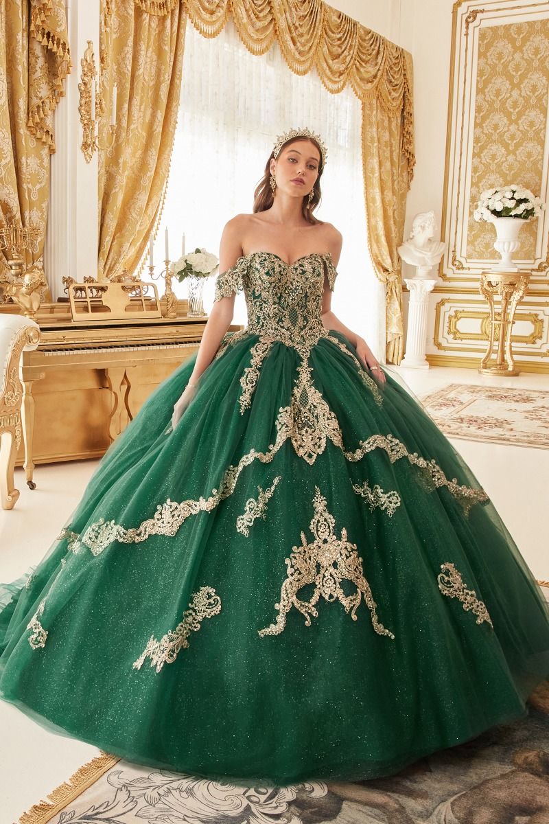 Quinceniera Dresses Long Applique Glitter Quinceanera Ball Gown 