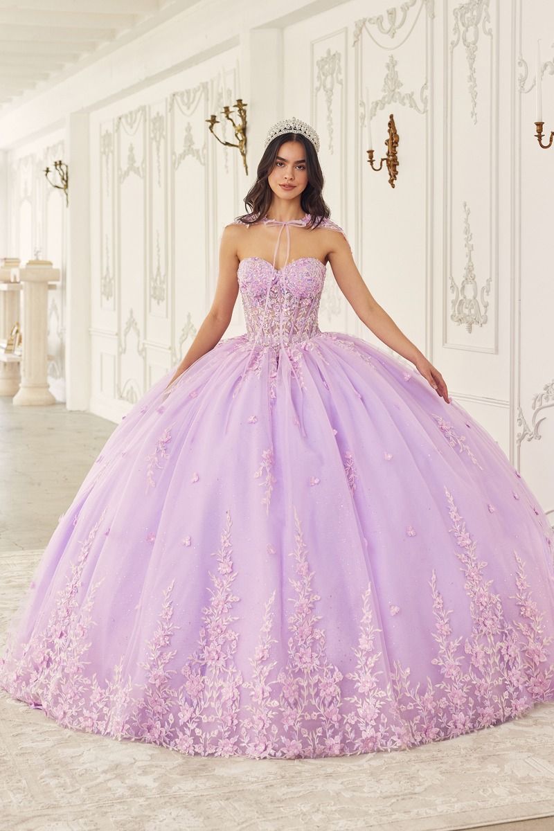 Quinceanera Dresses Long Quinceanera Removable Capelet Ball Gown Lilac