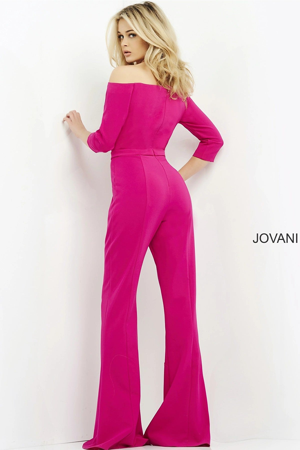 Jumpsuit Three Quarter Sleeveless Jumpsuit Fuchsia