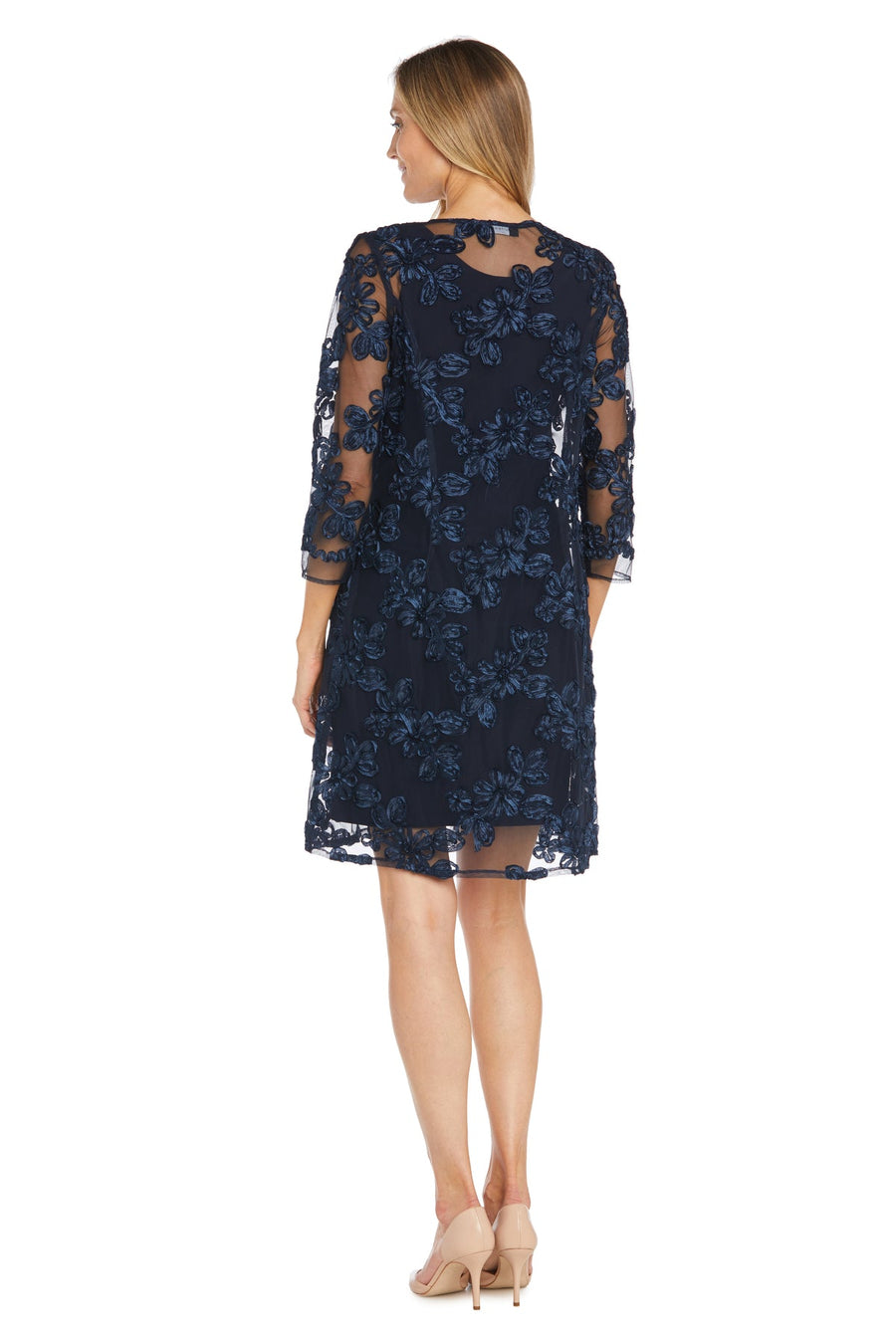 Mother of the Bride Dresses Short Floral Jacket Mother of the Bride Dress Navy