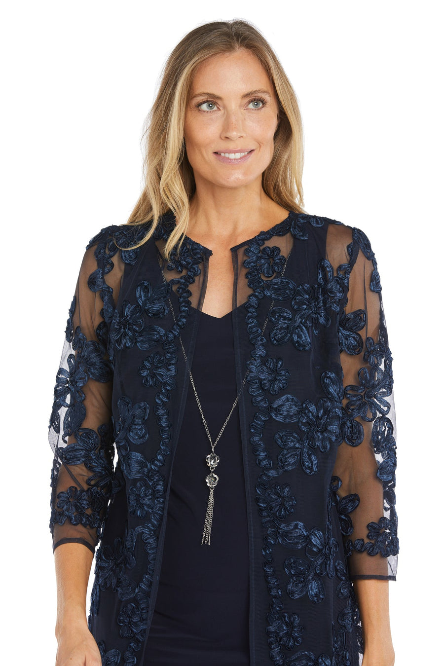 Mother of the Bride Dresses Short Floral Jacket Mother of the Bride Dress Navy