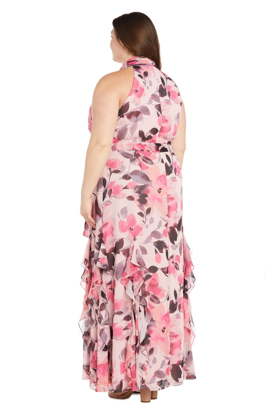 Plus Size Dresses Long Floral Printed Formal Plus Size Dress Blush/Coral