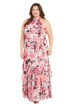 Plus Size Dresses Long Floral Printed Formal Plus Size Dress Blush/Coral