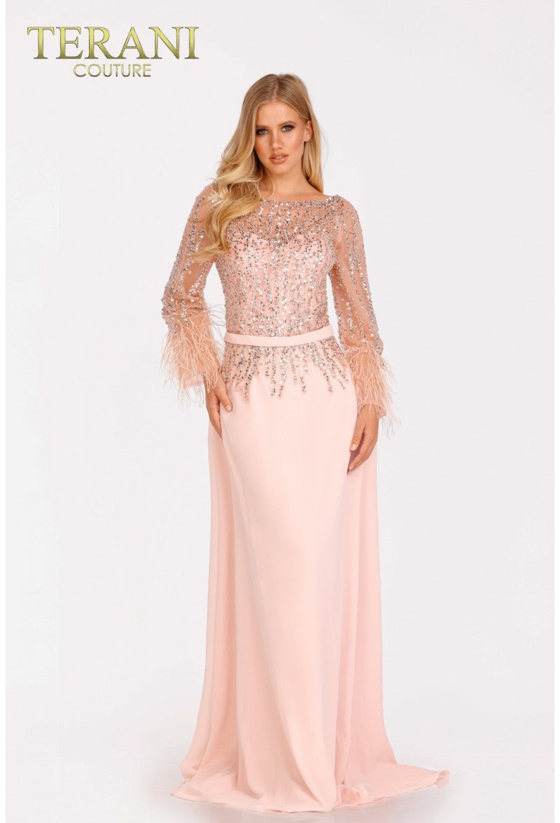 Terani Couture Long Formal Dress 1921M0473 - The Dress Outlet Blush