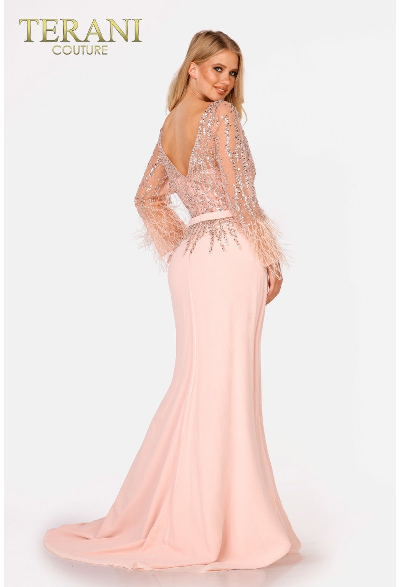 Terani Couture Long Formal Dress 1921M0473 - The Dress Outlet Blush