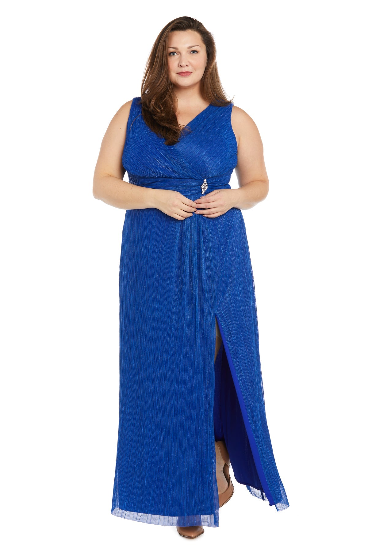 Plus Size Dresses Long Metallic Formal Plus Size Dress Royal