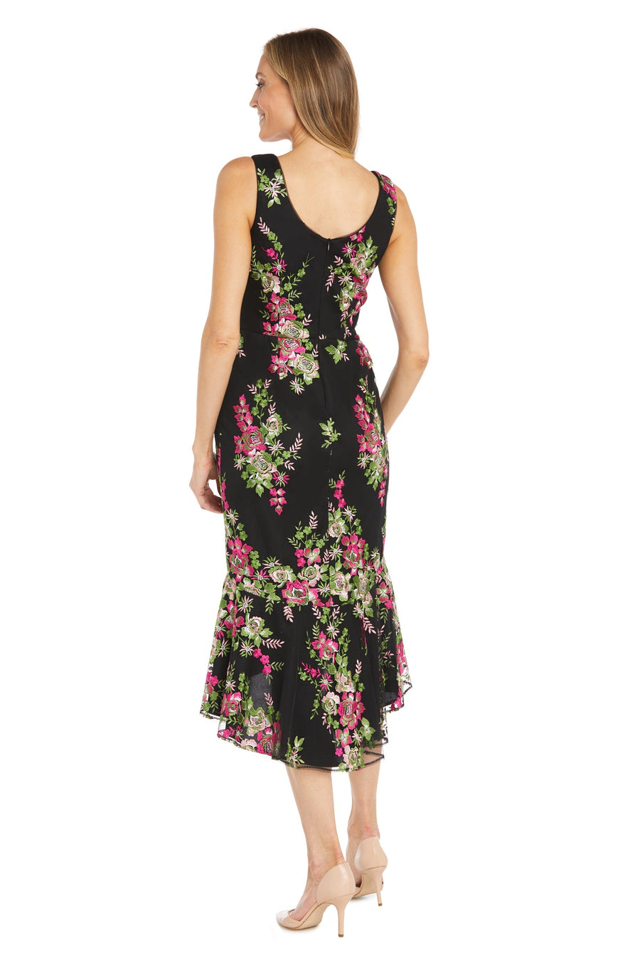 Formal Dresses High Low Floral Formal Dress Black/Multi