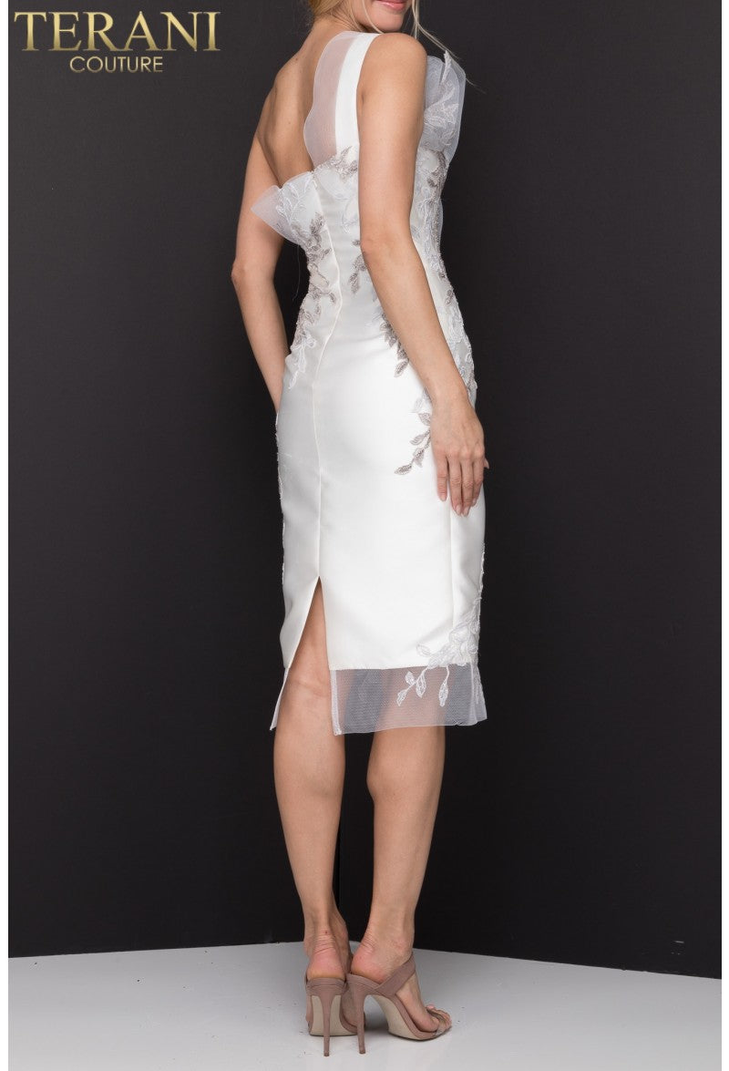 Cocktail Dresses Short Cocktail Tea Length Dress Ivory Silver