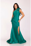 Terani Couture One Shoulder Long Evening Gown 2011E2427 - The Dress Outlet Emerald