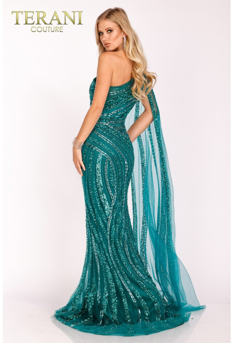 Terani Couture Sexy Fitted Long Prom Dress 2012GL2390 - The Dress Outlet Emerald