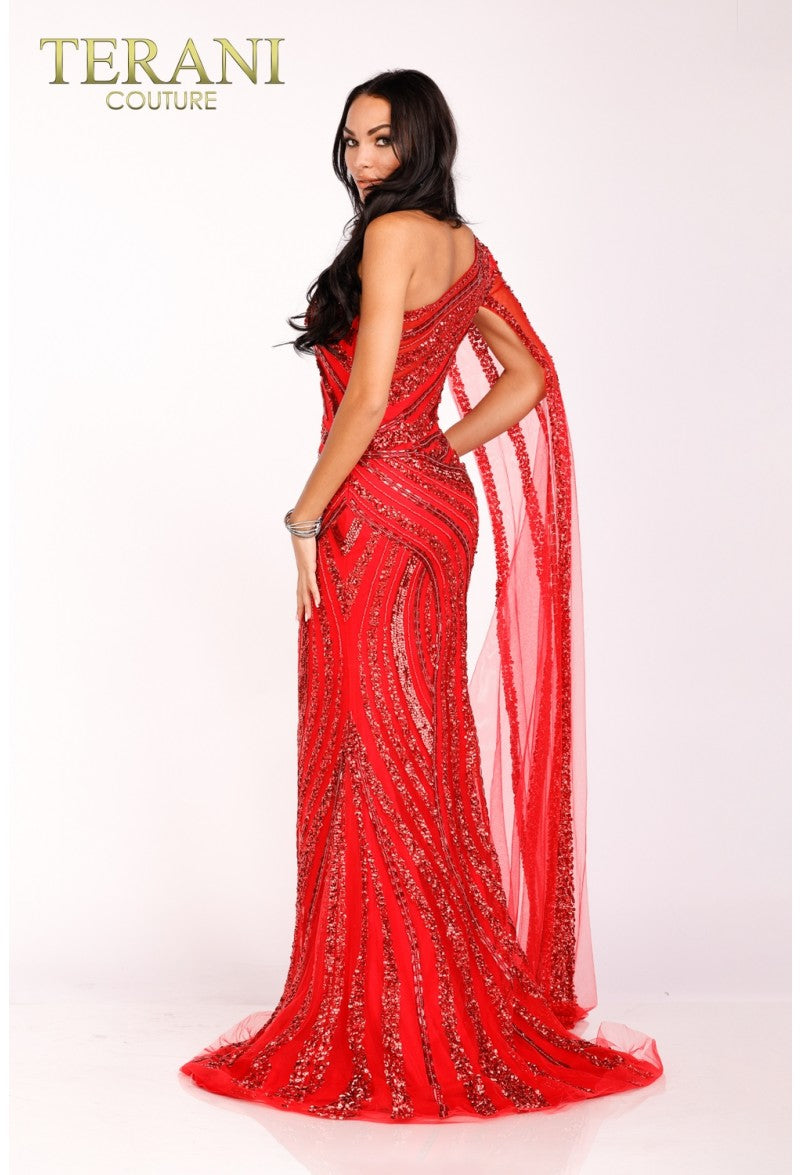 Terani Couture Sexy Fitted Long Prom Dress 2012GL2390 - The Dress Outlet Red