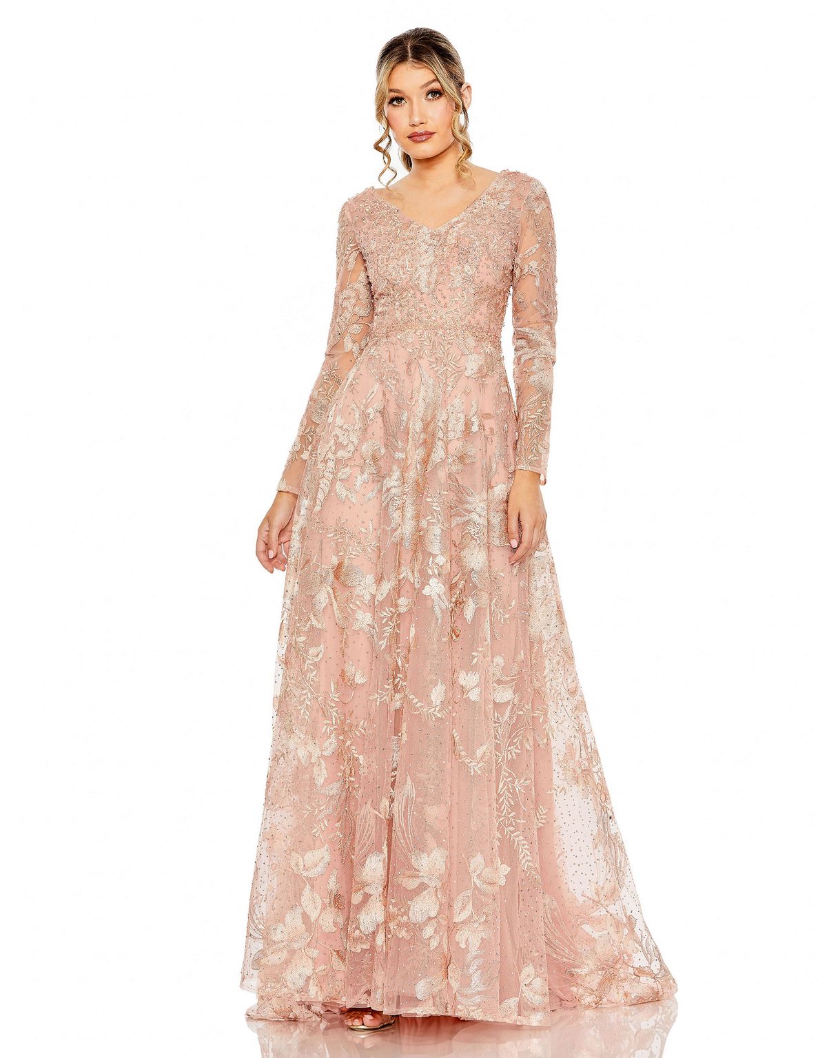 Formal Dresses Long Sleeve Formal Evening Dress Dusty Rose