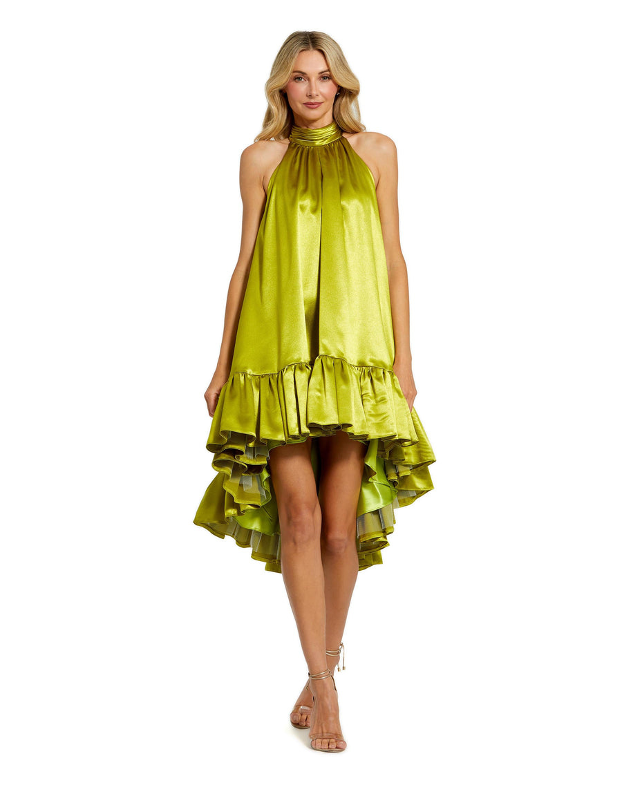 Cocktail Dresses Short Cocktail Halter High Low Mini Dress Apple Green