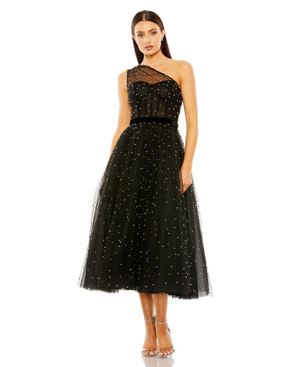 Prom Dresses Pearl Beaded Formal Prom Midi Dress Black