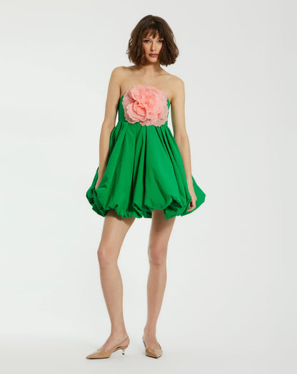Cocktail Dresses Short 3D Flower Cocktail Mini Dress Spring Green