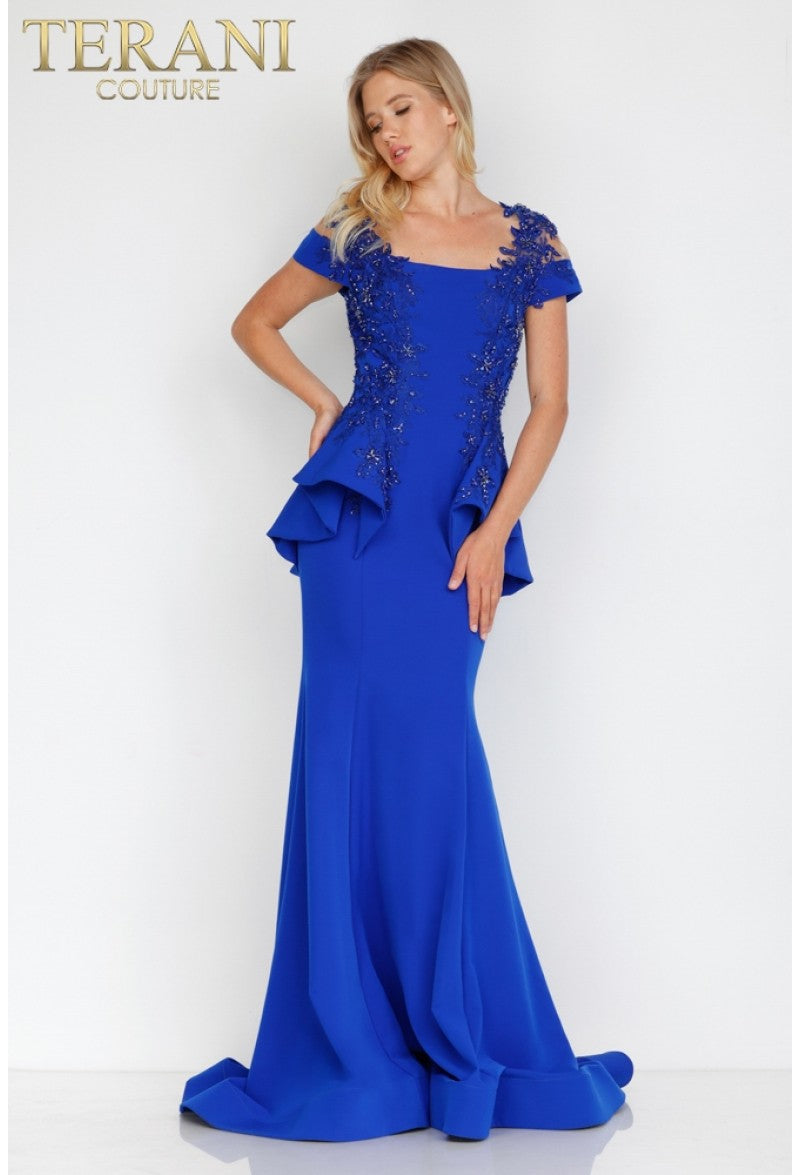 Terani Couture Long Formal Evening Dress 2111M5262 - The Dress Outlet Royal