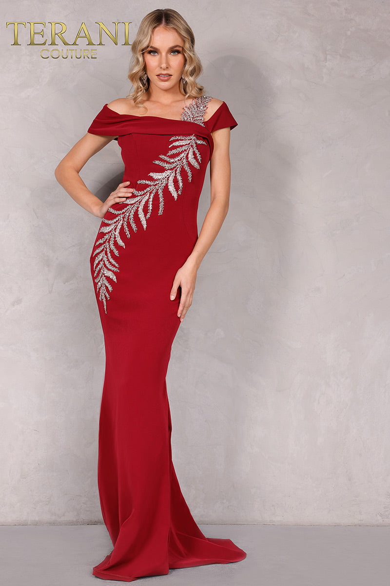 Terani Couture Sleek Mother Of The Bride Dress 2111M5289 - The Dress Outlet Red