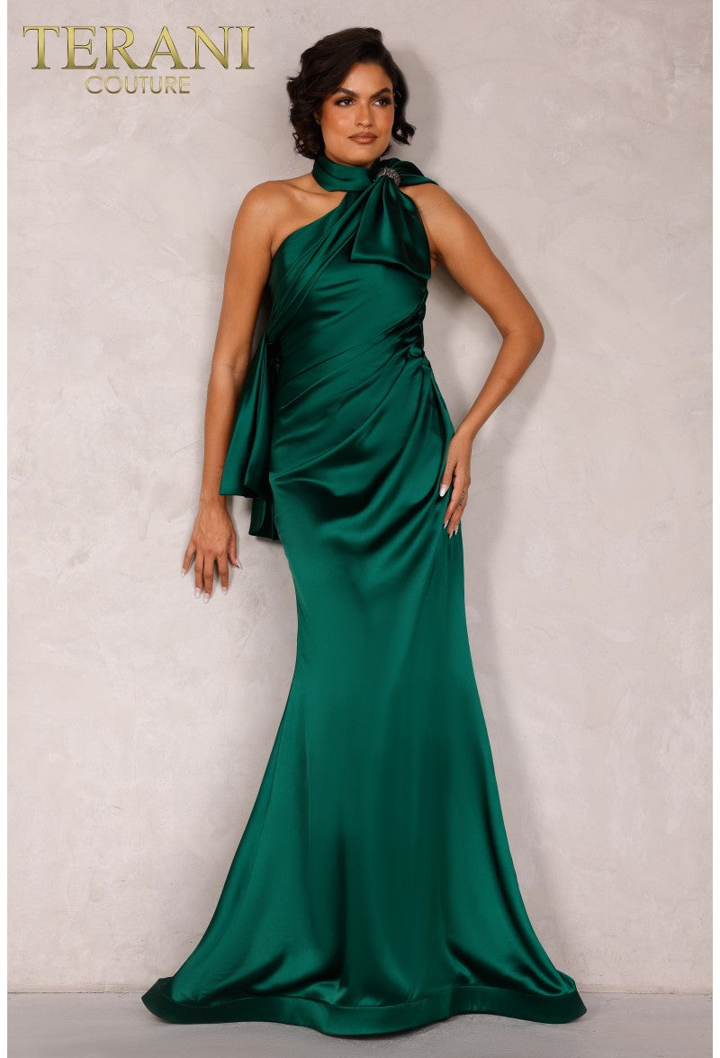 Formal Dresses Halter Bow Formal Prom Long Dress Emerald