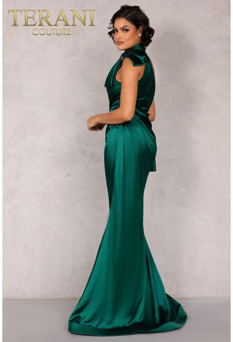 Formal Dresses Halter Bow Formal Prom Long Dress Emerald