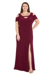 Nightway Plus Size Long Formal Dress 21519W - The Dress Outlet Merlot