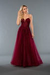 Stella Couture 22027 Spaghetti Strap Long Evening Gown Burgundy