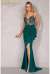 Prom Dresses Long Ruffle Formal Prom Beaded Dress Emerald